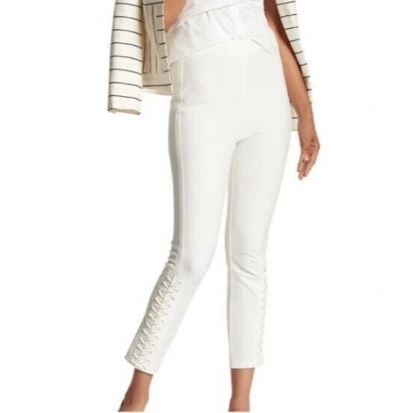 Derek Lam 10 Crosby Cream Lace-Up Detailed Leggings Skinny Pants Size 2 - Picture 1 of 3